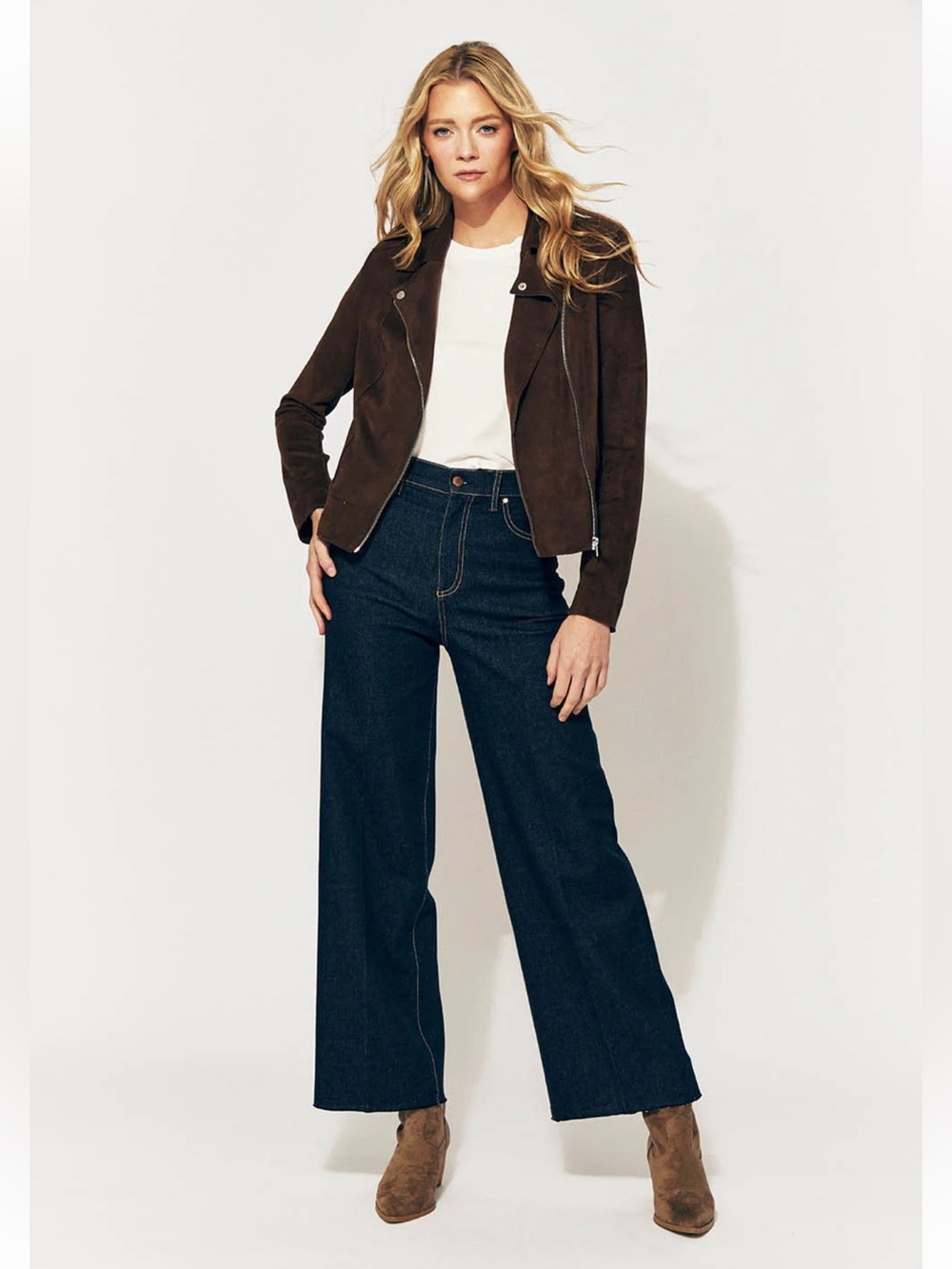 Anthropologie Level 99 Hudson wide leg high rise Jean dark denim western cowgirl
